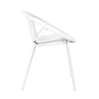 Ensemble de salle à manger d'extérieur moderne 7 pièces avec chaises empilables, blanc