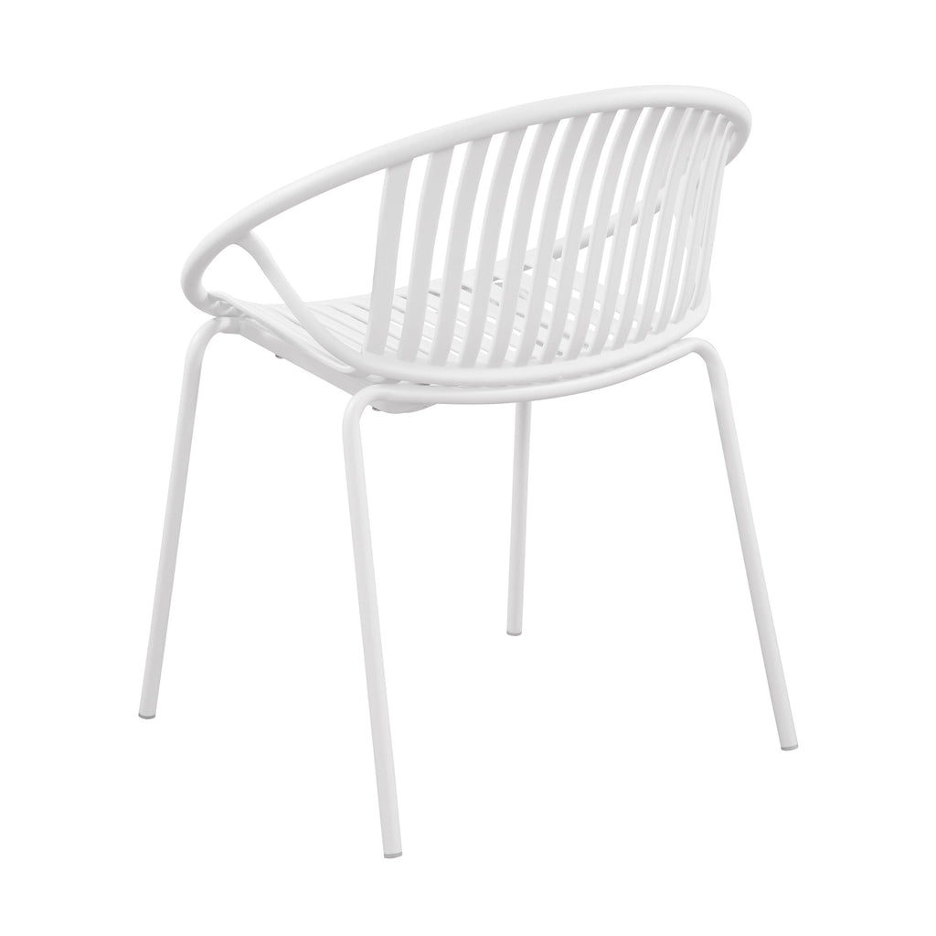 Ensemble de salle à manger d'extérieur moderne 7 pièces avec chaises empilables, blanc