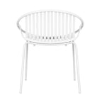 Ensemble de salle à manger d'extérieur moderne 7 pièces avec chaises empilables, blanc