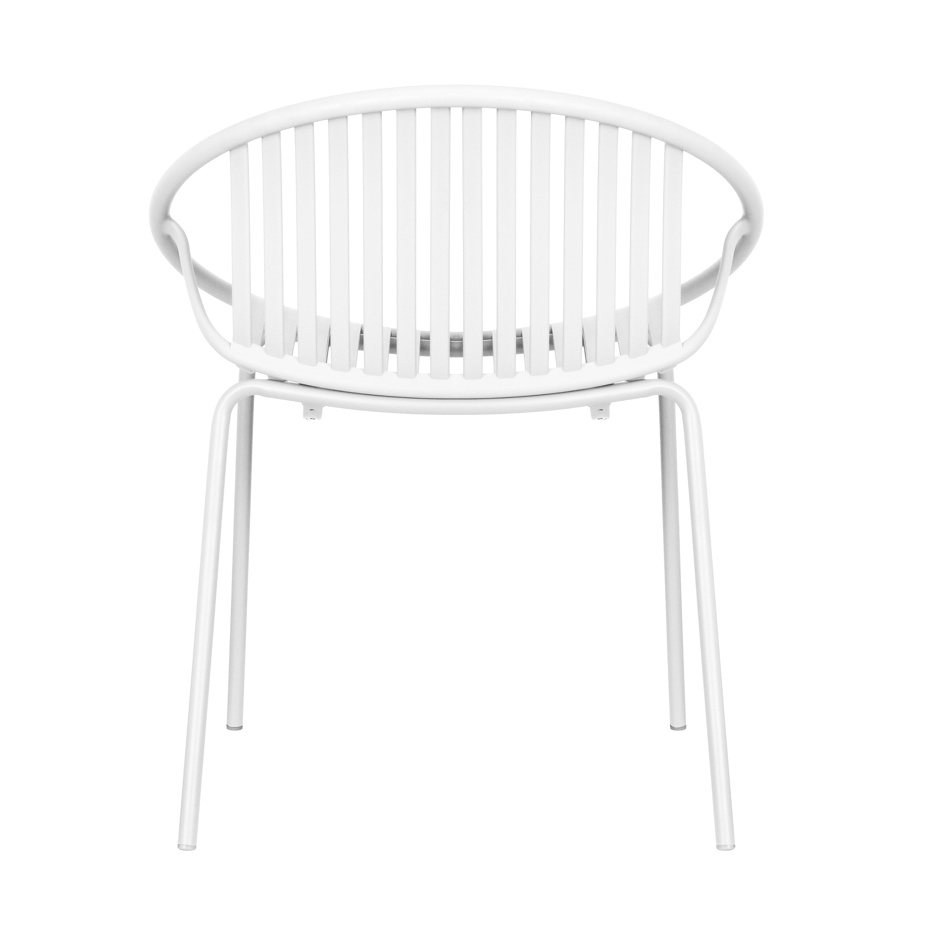 Ensemble de salle à manger d'extérieur moderne 7 pièces avec chaises empilables, blanc