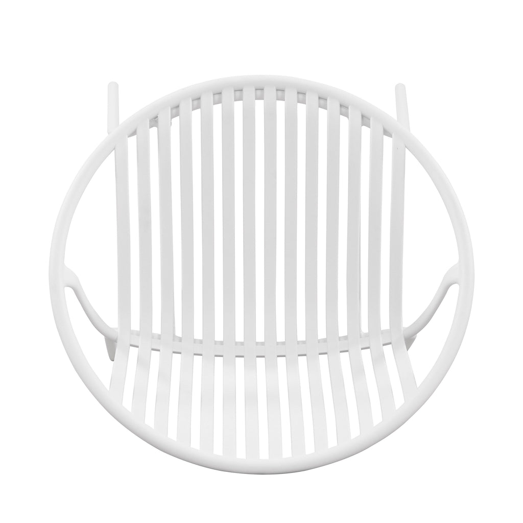 Ensemble de salle à manger d'extérieur moderne 7 pièces avec chaises empilables, blanc