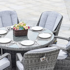 Ensemble de salle à manger rond en rotin et osier pour patio extérieur 7 pièces avec coussins par Moda Furnishings