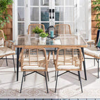 Ensemble de salle à manger de patio 7 pièces, table à manger d'extérieur en osier avec coussins amovibles pour pelouse, jardin et arrière-cour