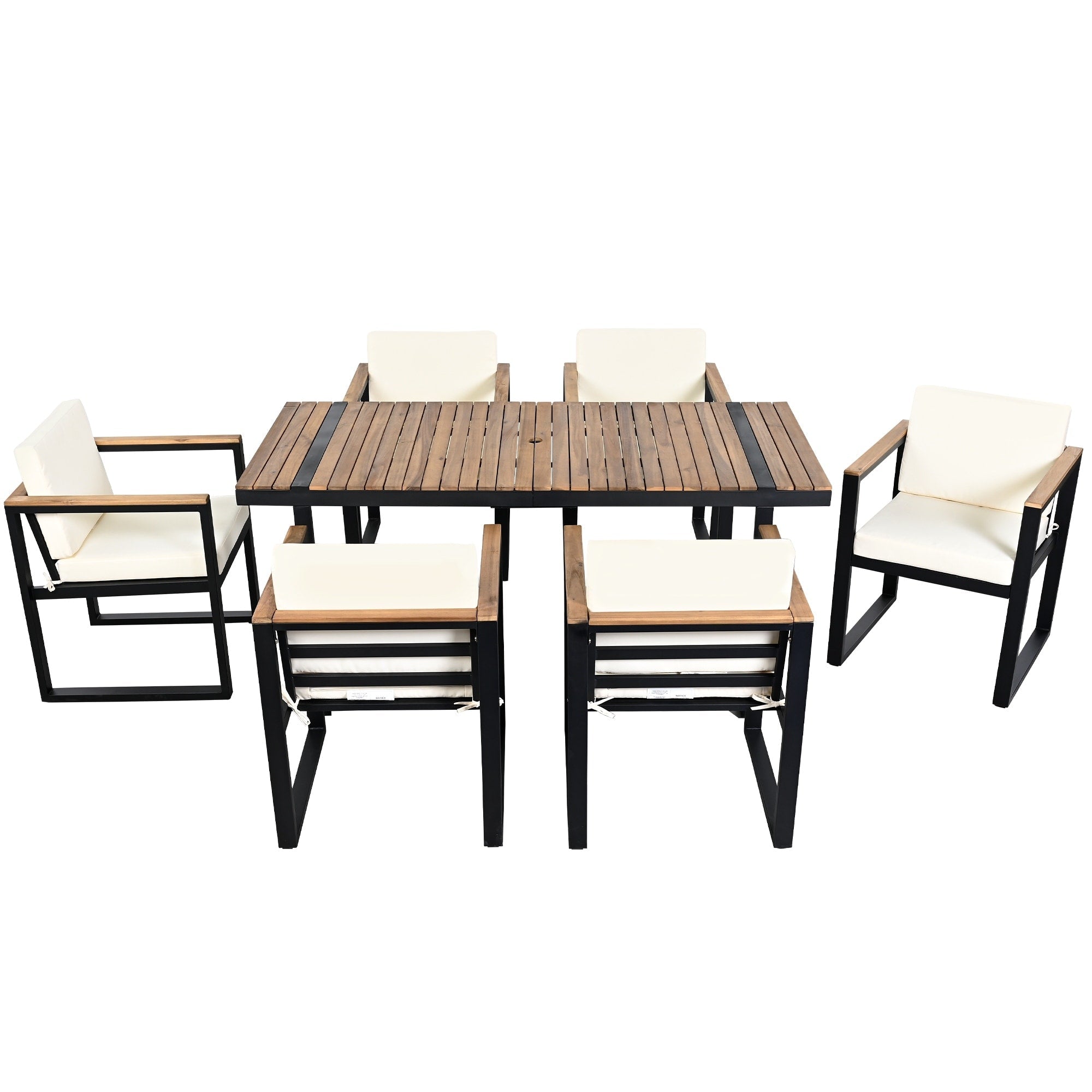 Ensemble table et chaises de patio 7 pièces avec coussins amovibles