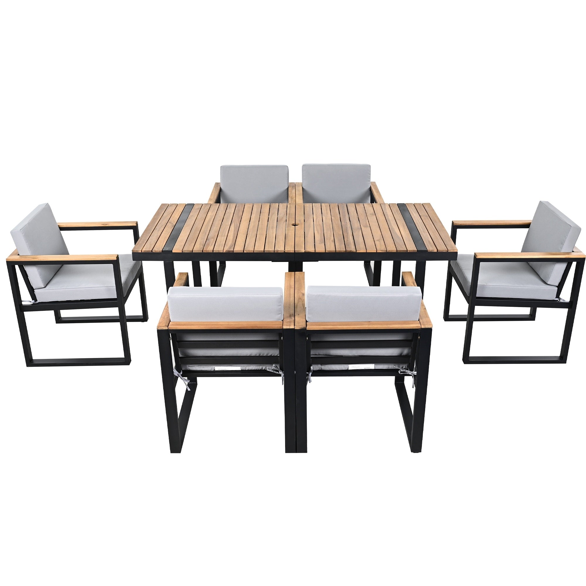 Ensemble table et chaises de patio 7 pièces avec coussins amovibles