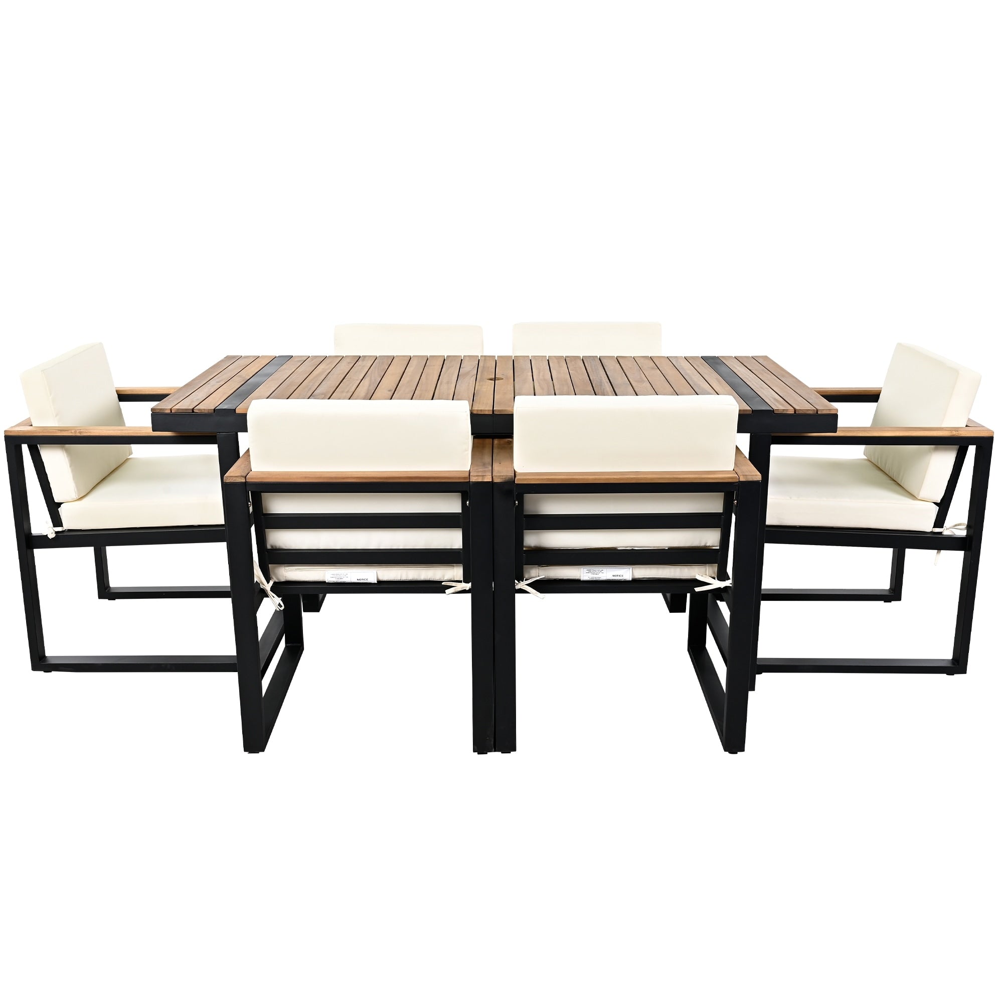Ensemble table et chaises de patio 7 pièces avec coussins amovibles