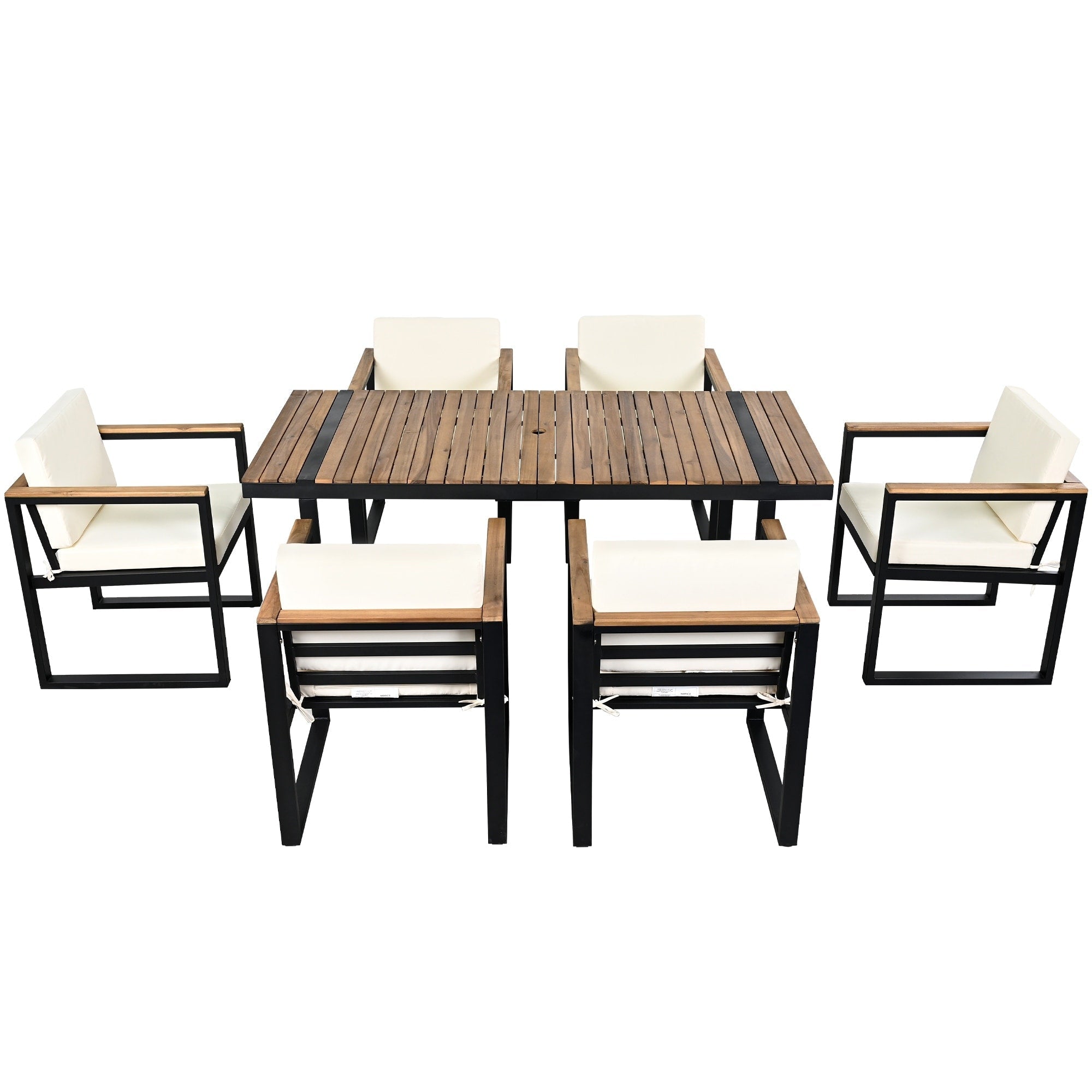 Ensemble table et chaises de patio 7 pièces avec coussins amovibles