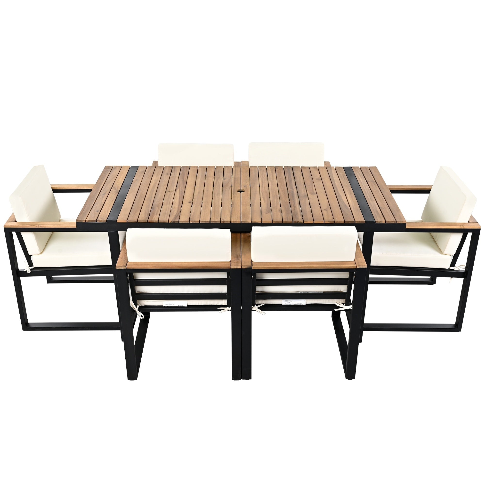 Ensemble table et chaises de patio 7 pièces avec coussins amovibles