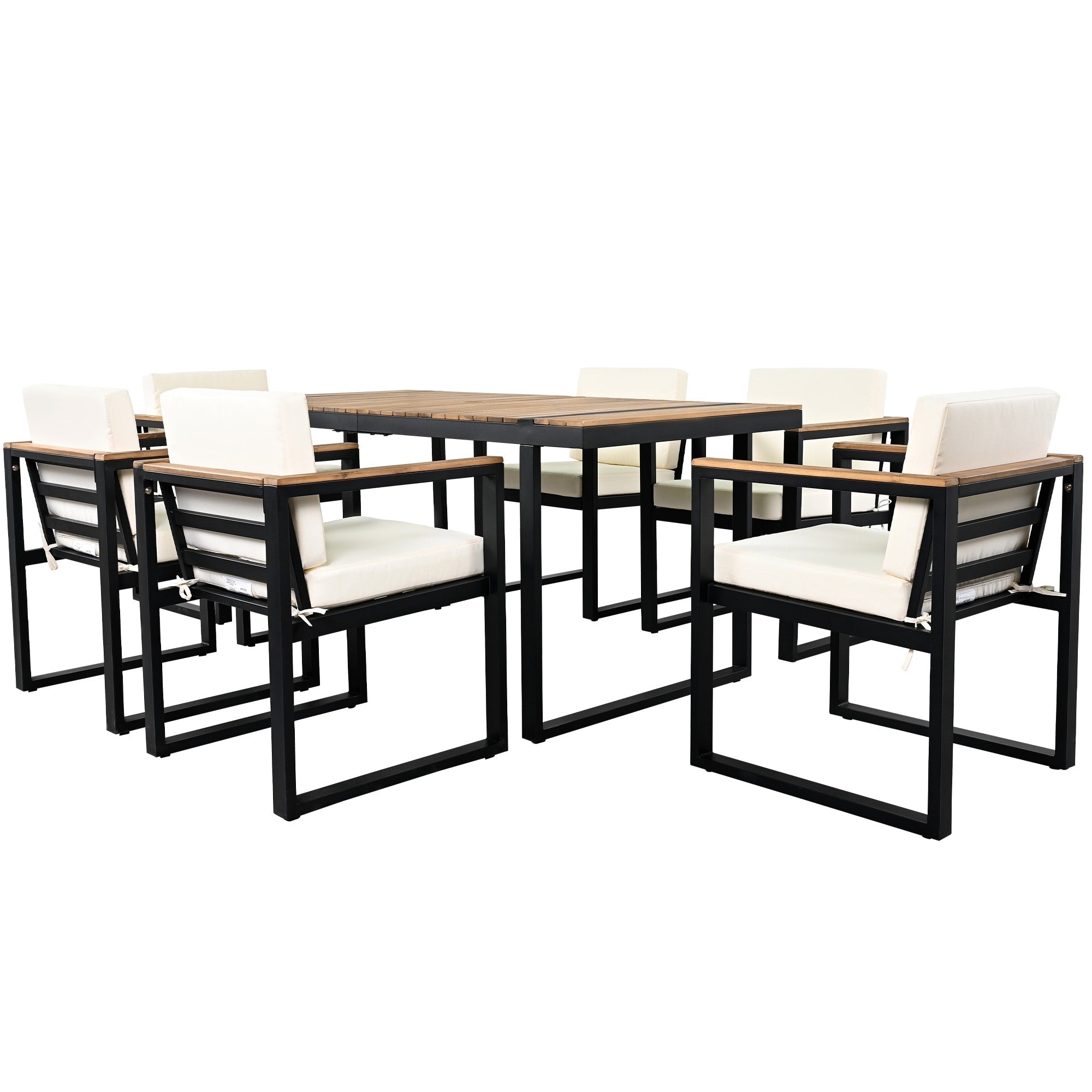 Ensemble table et chaises de patio 7 pièces avec coussins amovibles