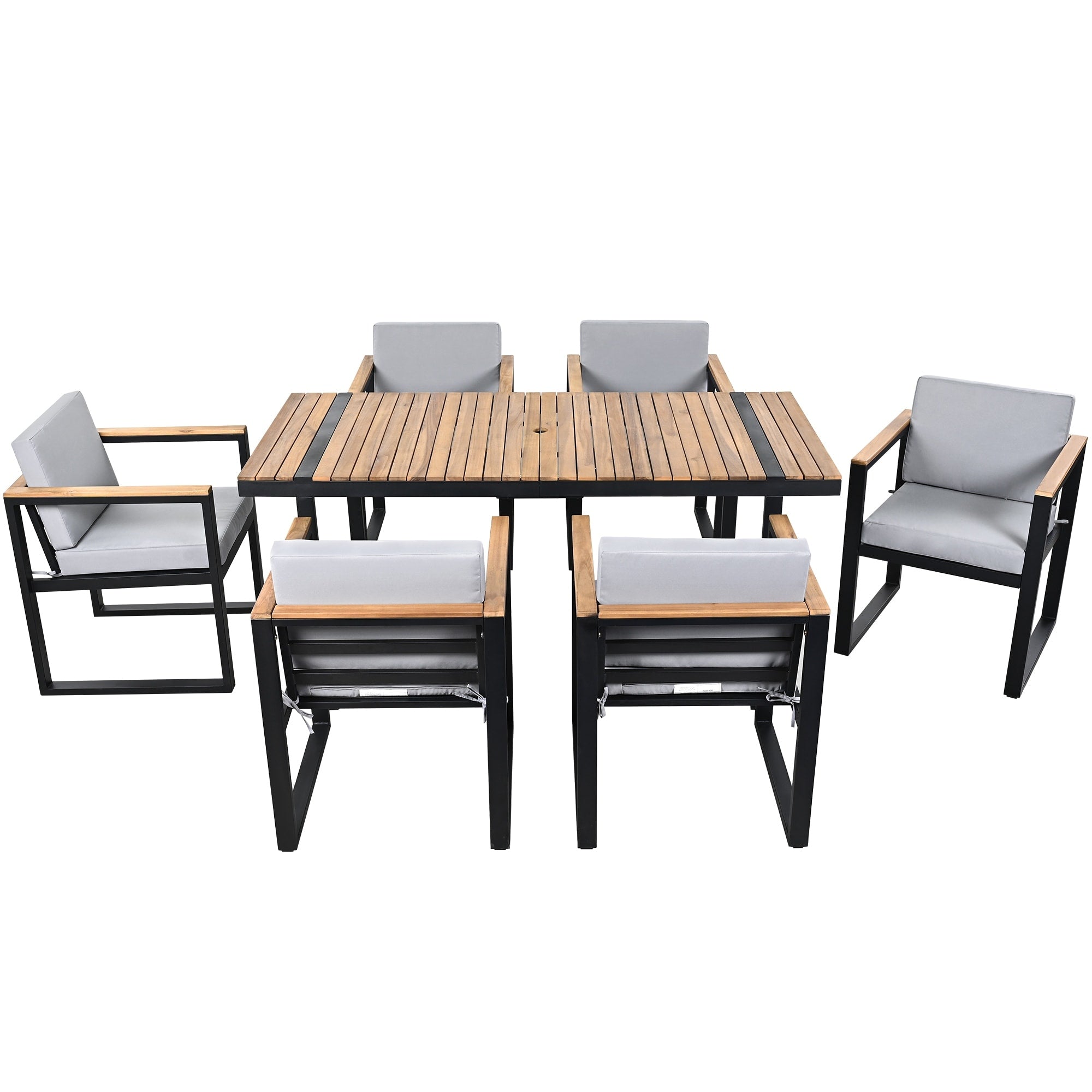 Ensemble table et chaises de patio 7 pièces avec coussins amovibles