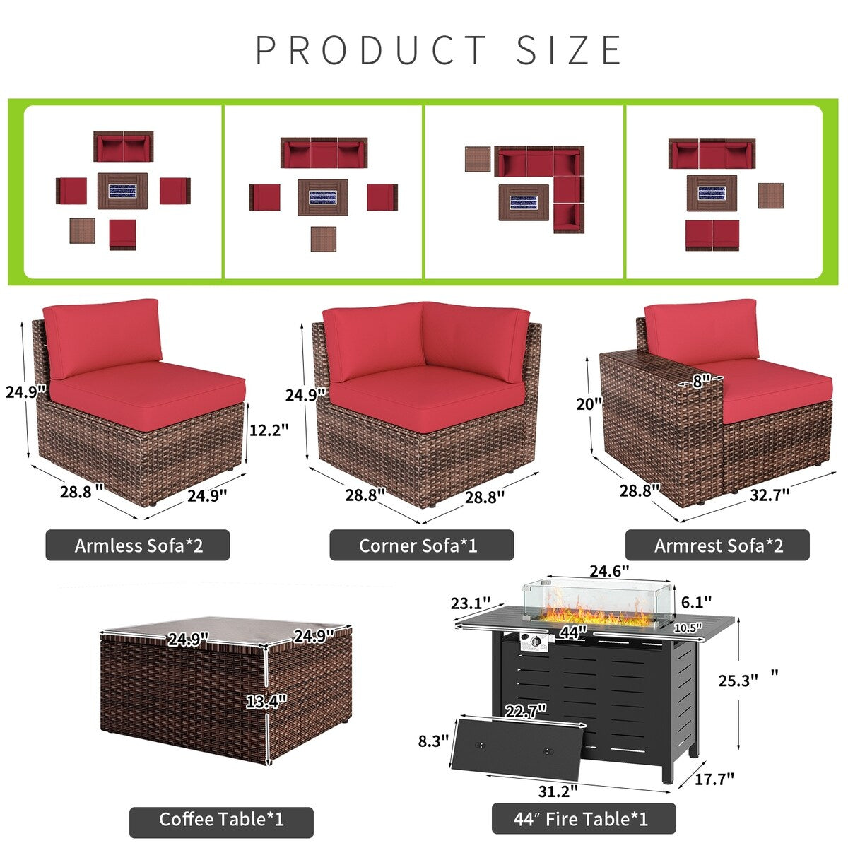 Ensemble de meubles de patio 7 pièces