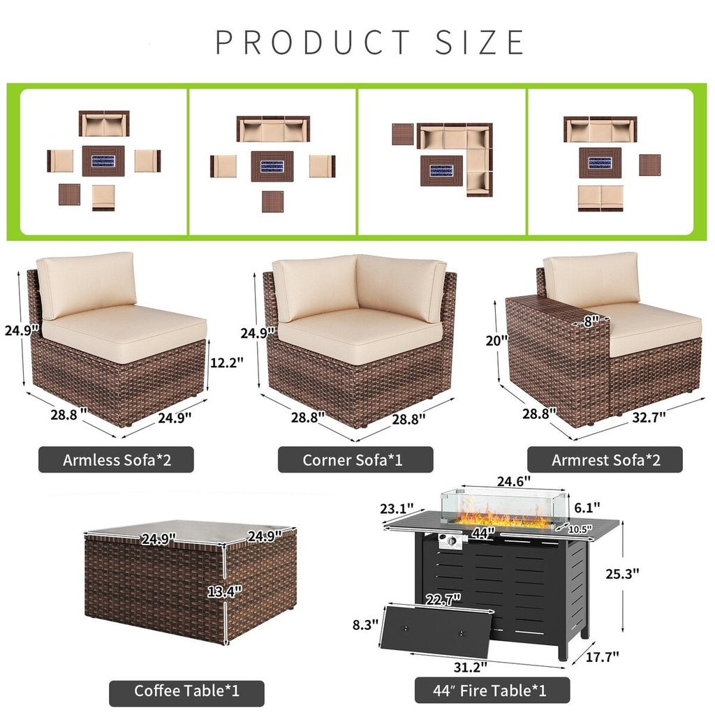 Ensemble de meubles de patio 7 pièces