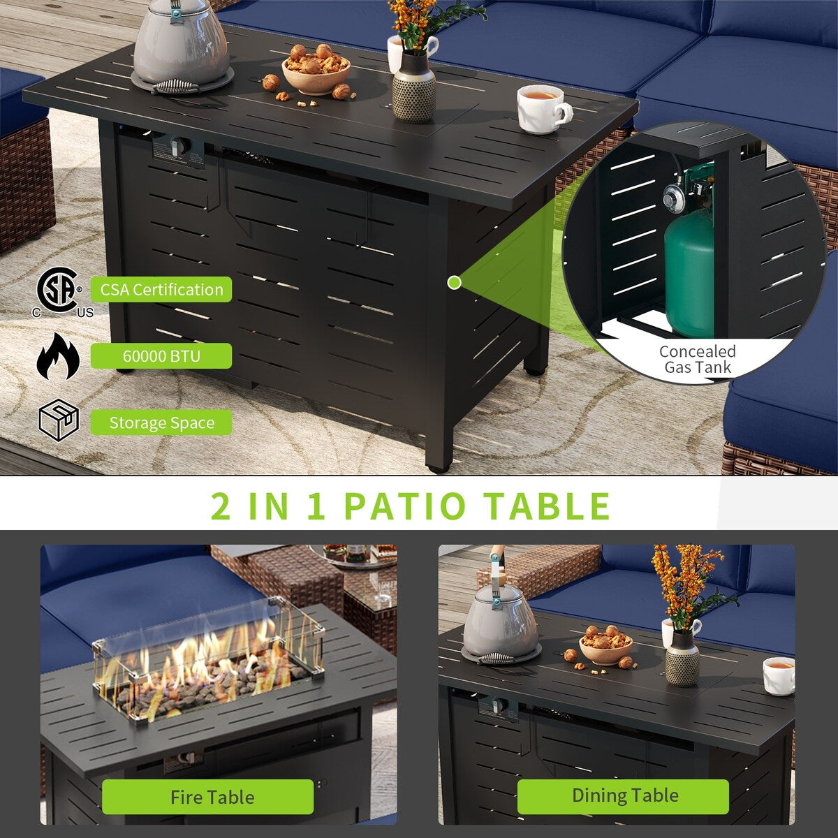 Ensemble de meubles de patio 7 pièces