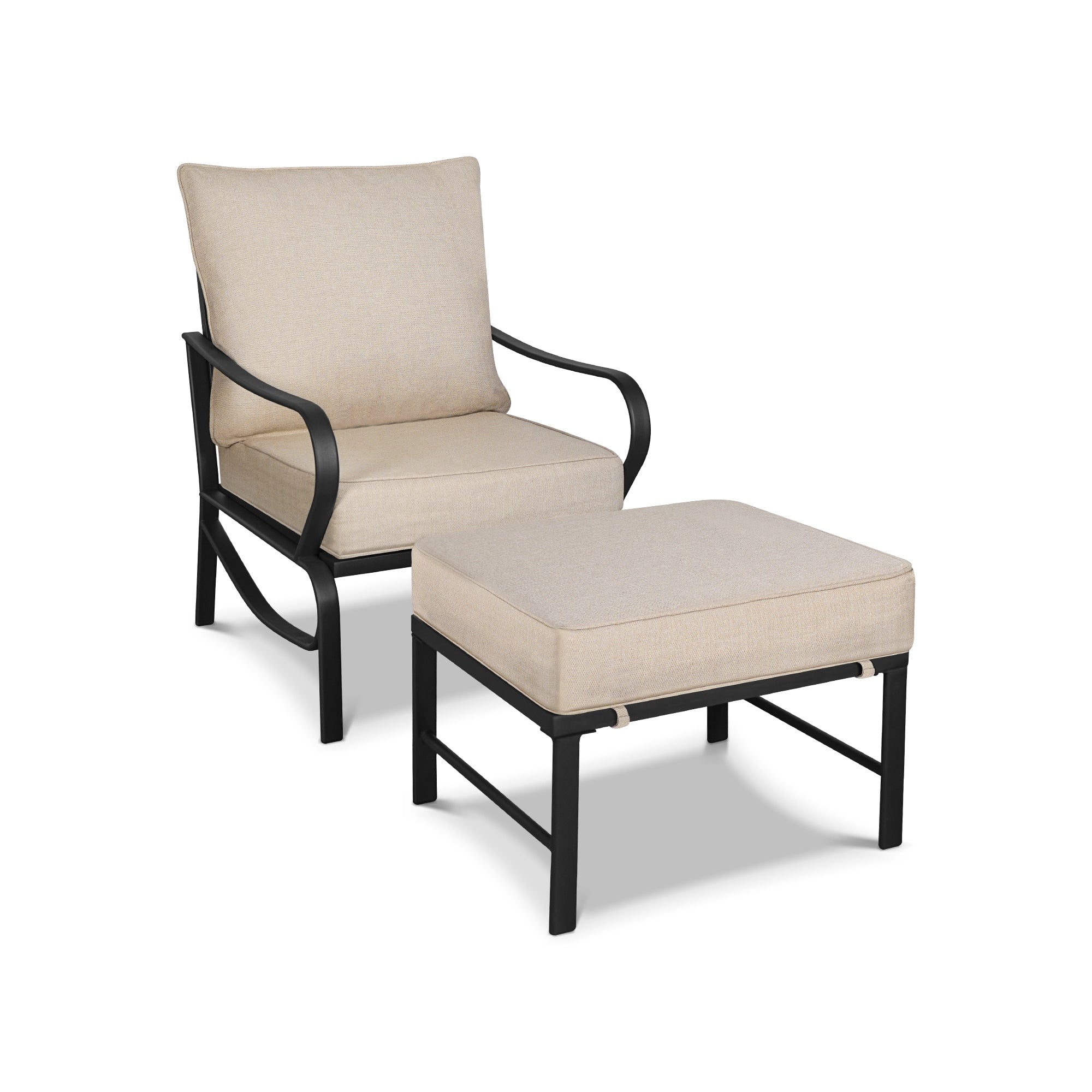 Ensemble de conversation extérieur 7 places pour patio, canapé d'extérieur avec poufs