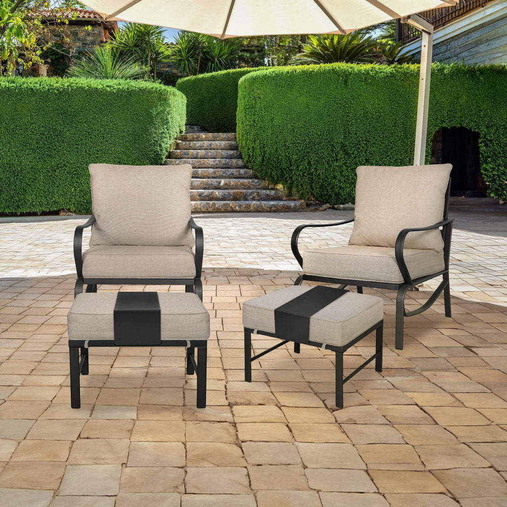 Ensemble de conversation extérieur 7 places pour patio, canapé d'extérieur avec poufs