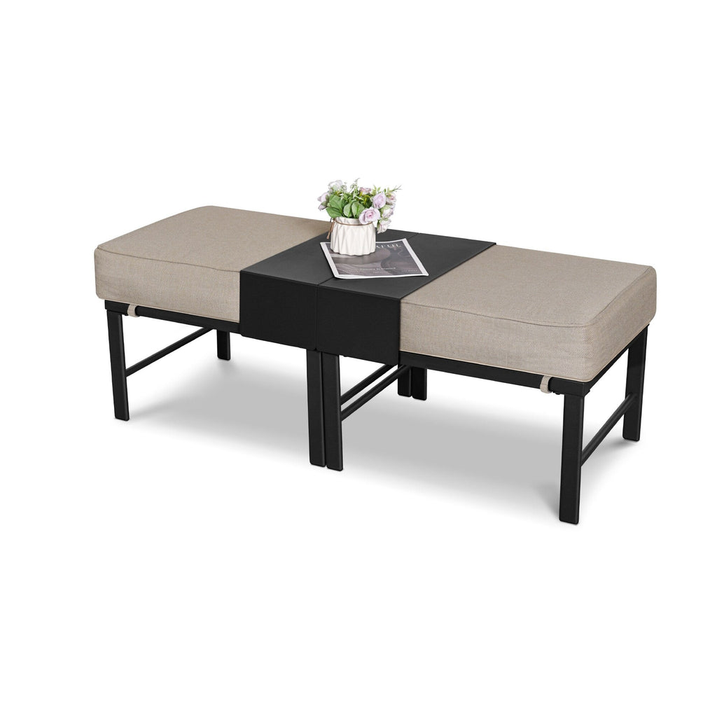 Ensemble de conversation extérieur 7 places pour patio, canapé d'extérieur avec poufs