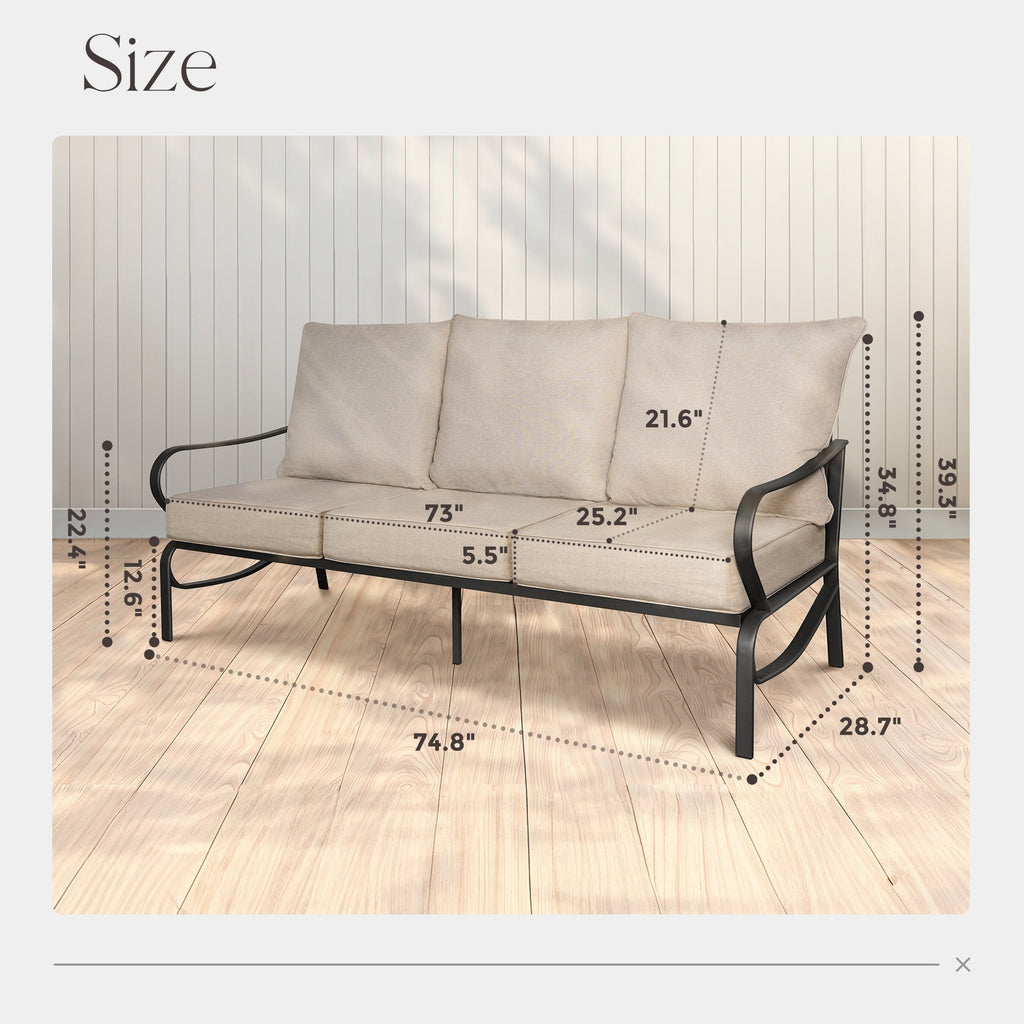 Ensemble de conversation extérieur 7 places pour patio, canapé d'extérieur avec poufs