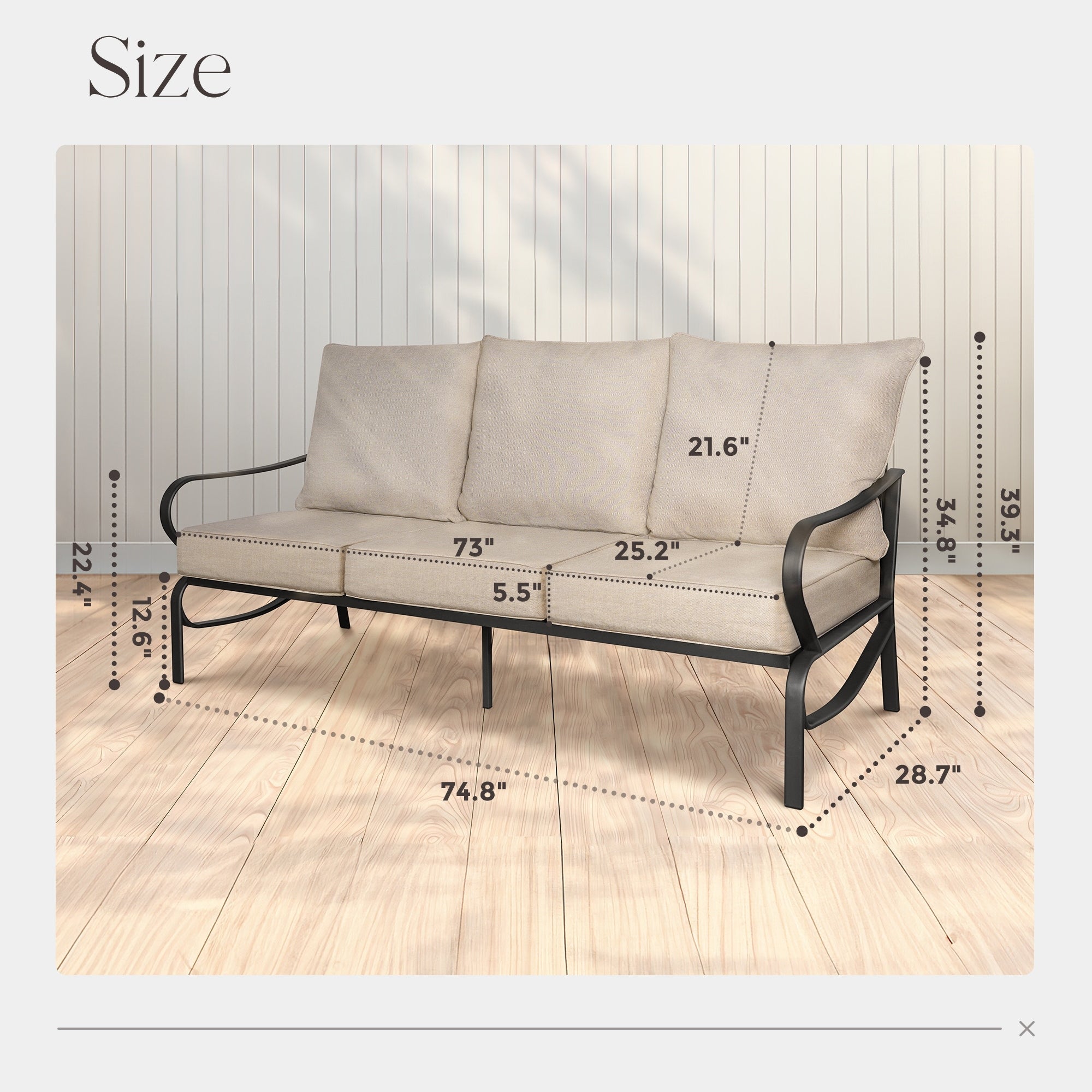 Ensemble de conversation extérieur 7 places pour patio, canapé d'extérieur avec poufs