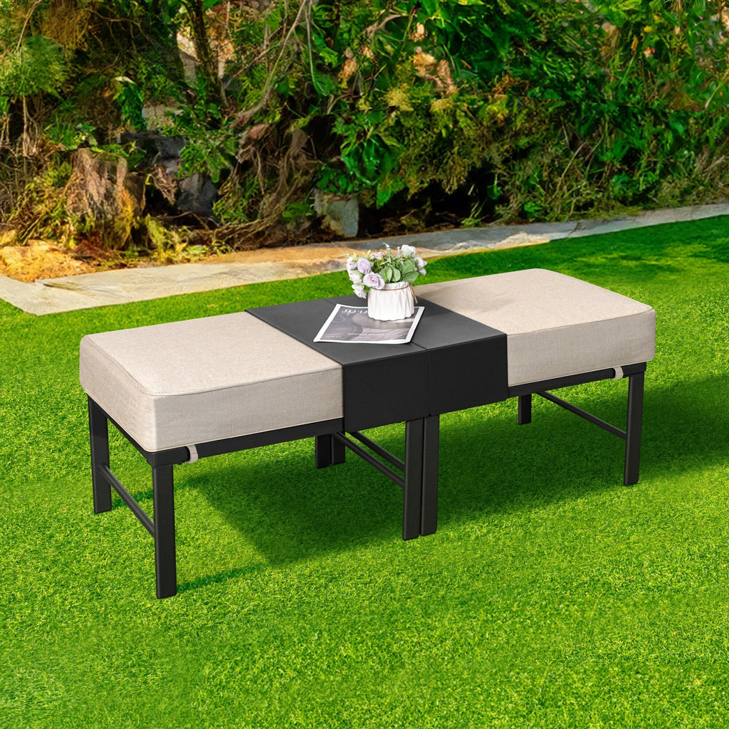 Ensemble de conversation extérieur 7 places pour patio, canapé d'extérieur avec poufs