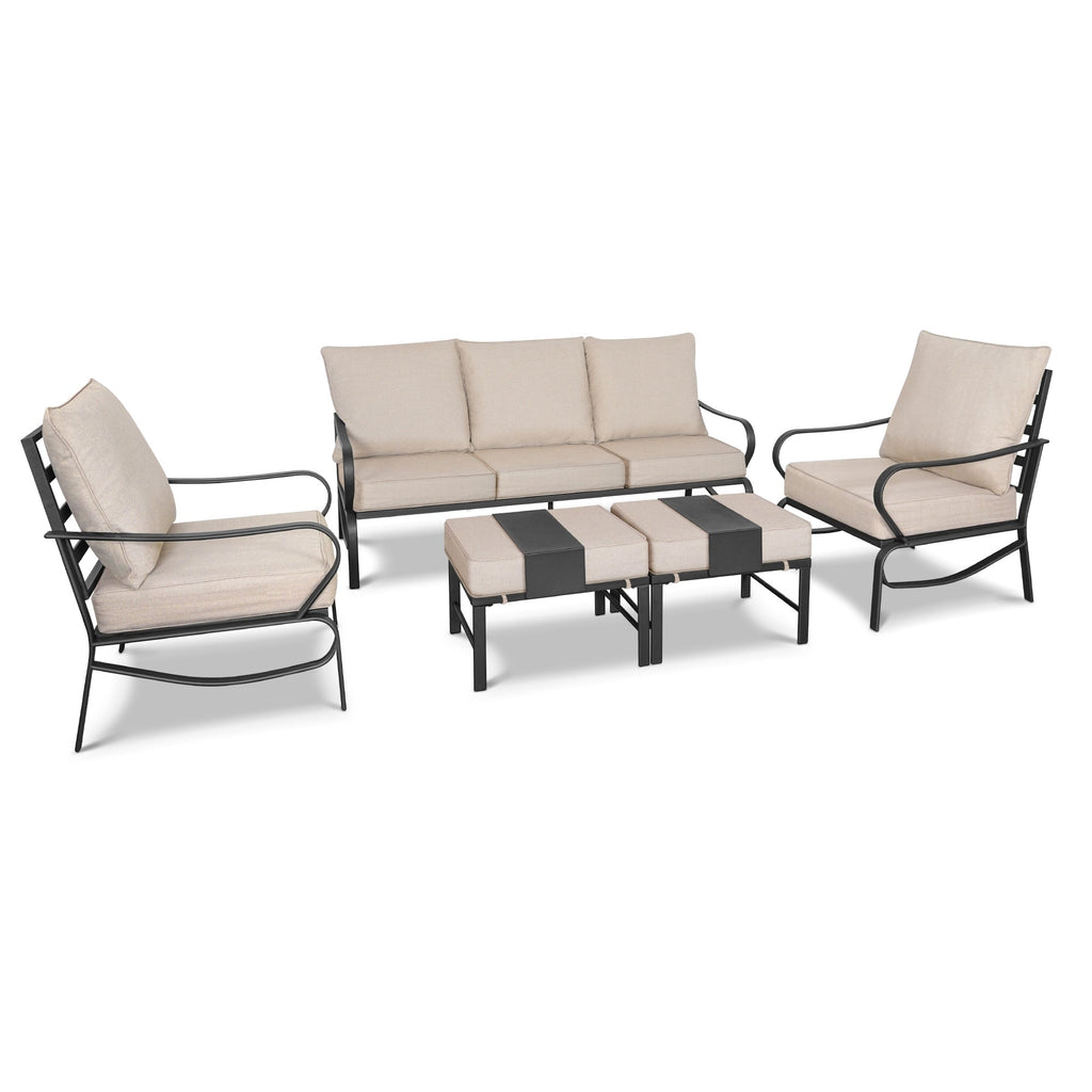 Ensemble de conversation extérieur 7 places pour patio, canapé d'extérieur avec poufs