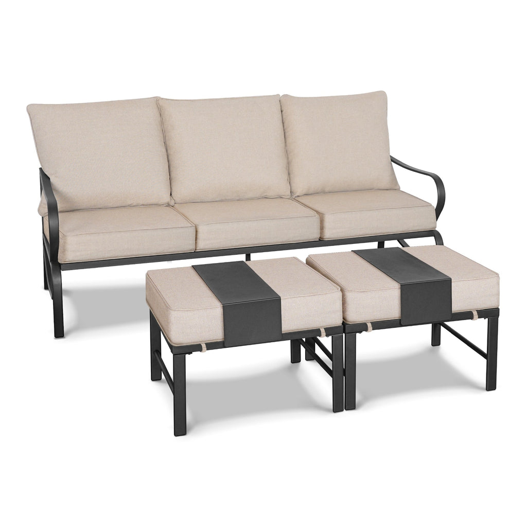 Ensemble de conversation extérieur 7 places pour patio, canapé d'extérieur avec poufs