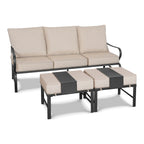 Ensemble de conversation extérieur 7 places pour patio, canapé d'extérieur avec poufs