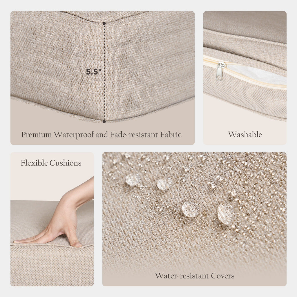 Ensemble de conversation extérieur 7 places pour patio, canapé d'extérieur avec poufs