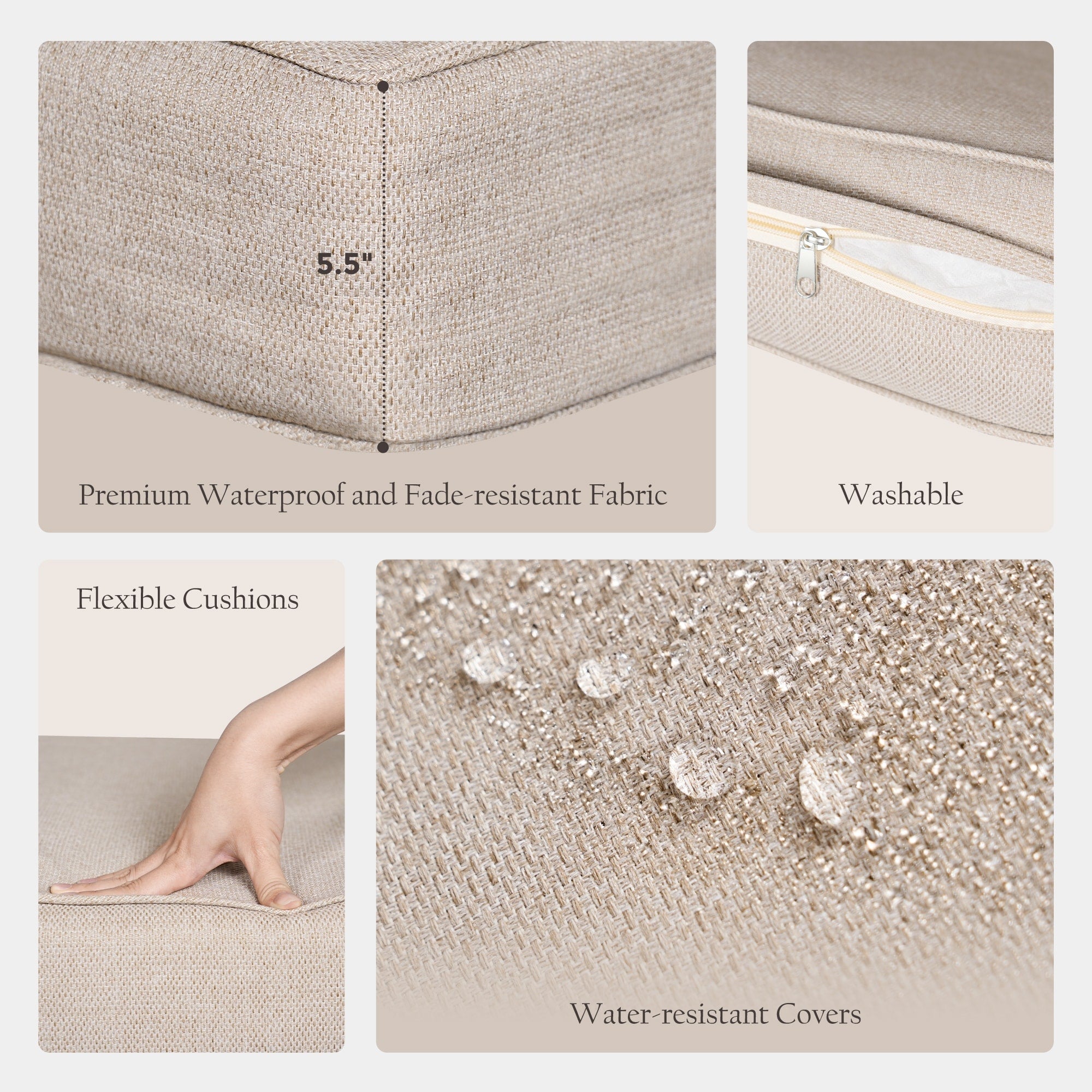 Ensemble de conversation extérieur 7 places pour patio, canapé d'extérieur avec poufs