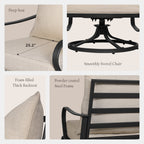 Ensemble de conversation extérieur 7 places pour patio, canapé d'extérieur avec poufs