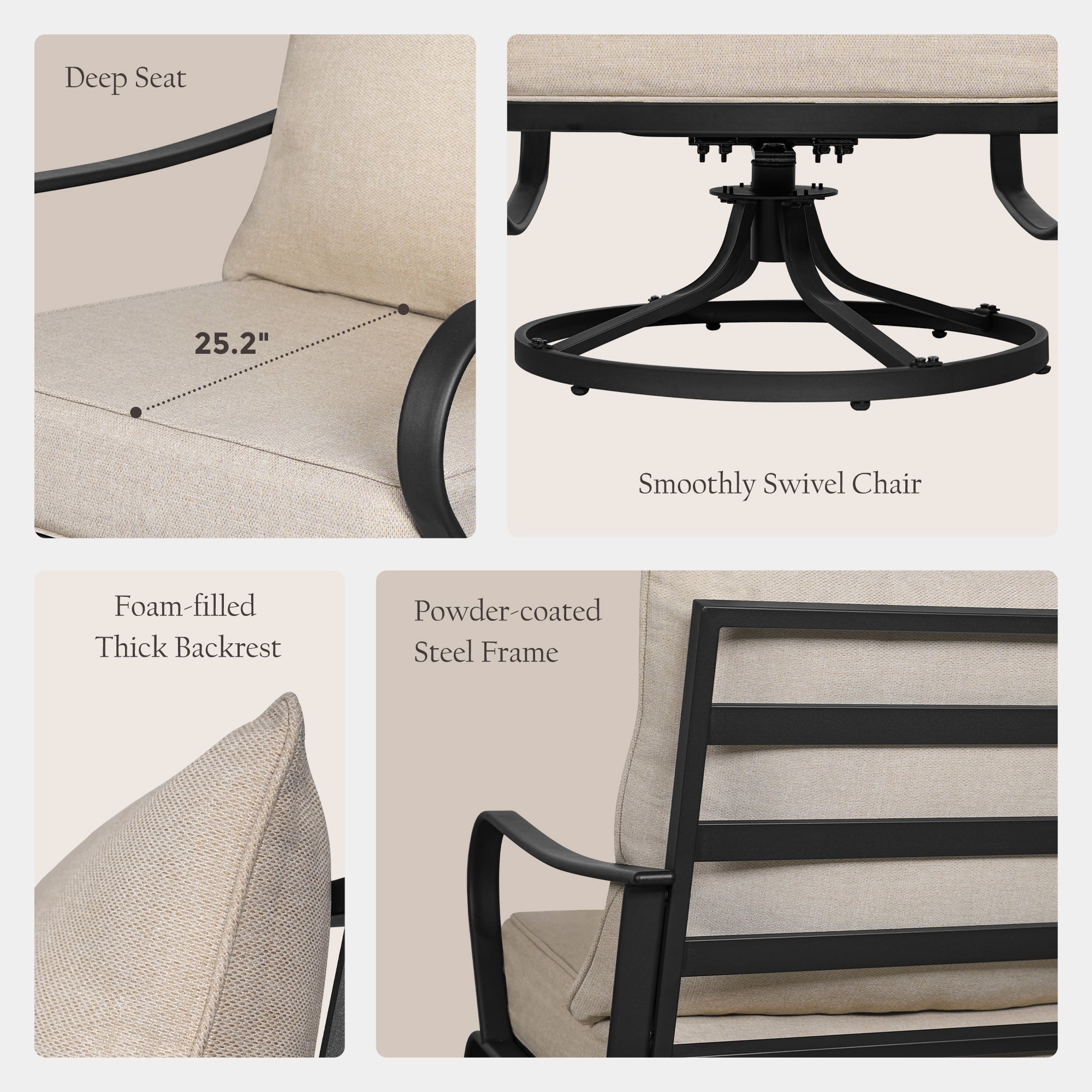 Ensemble de conversation extérieur 7 places pour patio, canapé d'extérieur avec poufs