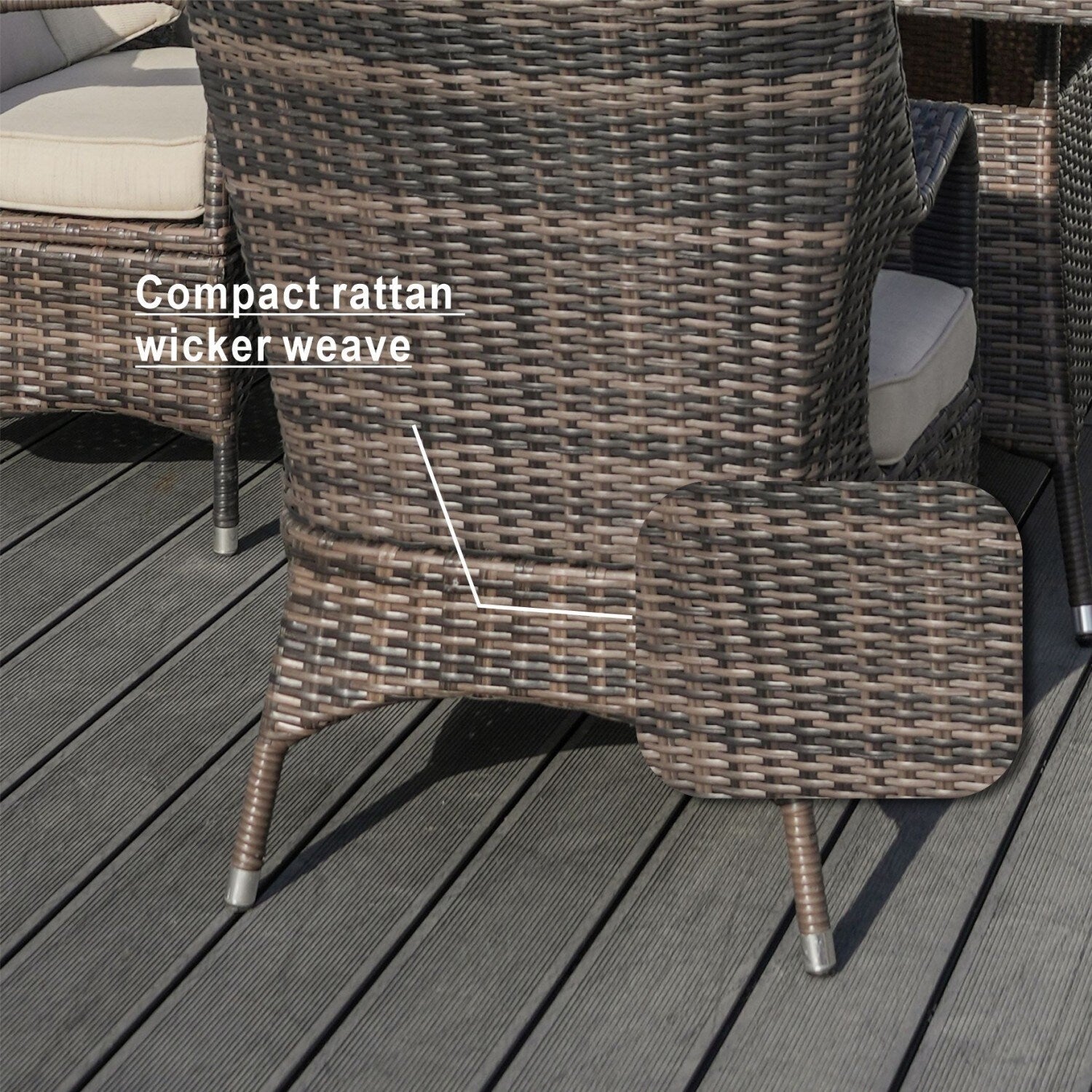 Ensemble de salle à manger d'extérieur 7 pièces avec table ronde et chaises