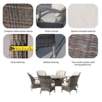 Ensemble de salle à manger d'extérieur 7 pièces avec table ronde et chaises