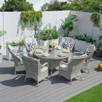 Ensemble de salle à manger d'extérieur 7 pièces avec table ronde et chaises
