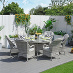 Ensemble de salle à manger d'extérieur 7 pièces avec table ronde et chaises