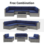 Ensemble de canapés sectionnels en osier pour patio 7 pièces avec coussins