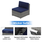 Ensemble de canapés sectionnels en osier pour patio 7 pièces avec coussins