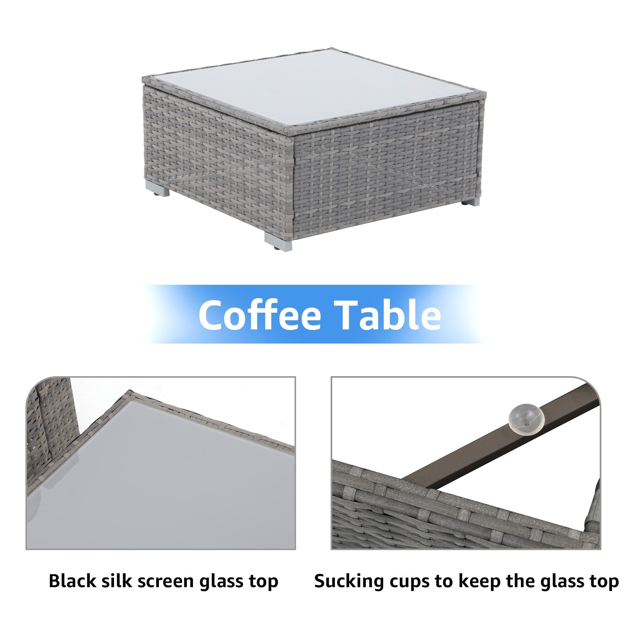 Ensemble de canapés sectionnels en osier pour patio 7 pièces avec coussins