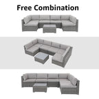 Ensemble de canapés sectionnels en osier pour patio 7 pièces avec coussins