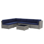 Ensemble de canapés sectionnels en osier pour patio 7 pièces avec coussins