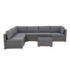 Ensemble de canapés sectionnels en osier pour patio 7 pièces avec coussins