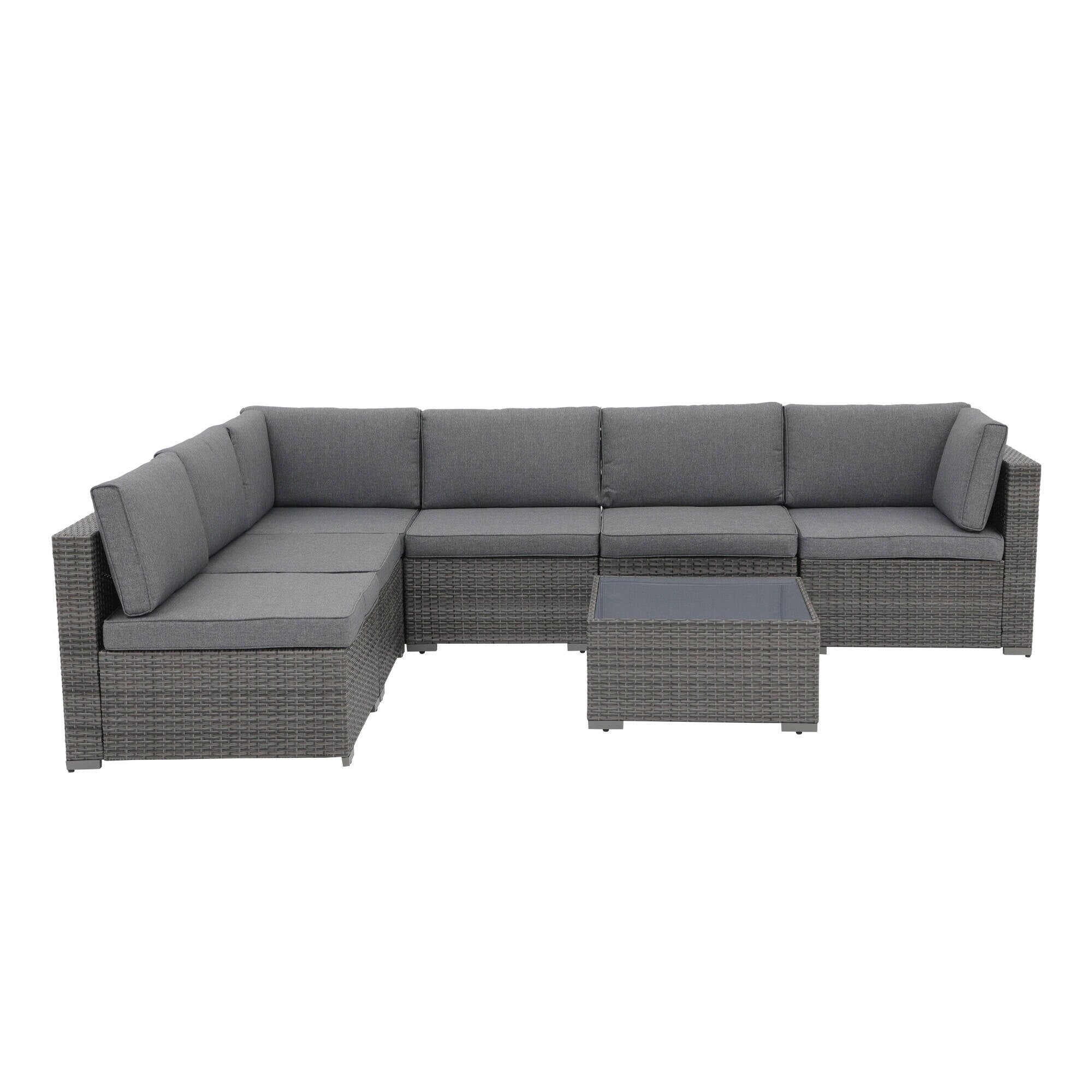 Ensemble de canapés sectionnels en osier pour patio 7 pièces avec coussins