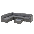 Ensemble de canapés sectionnels en osier pour patio 7 pièces avec coussins