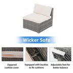Ensemble de canapés sectionnels en osier pour patio 7 pièces avec coussins
