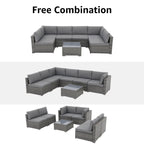 Ensemble de canapés sectionnels en osier pour patio 7 pièces avec coussins