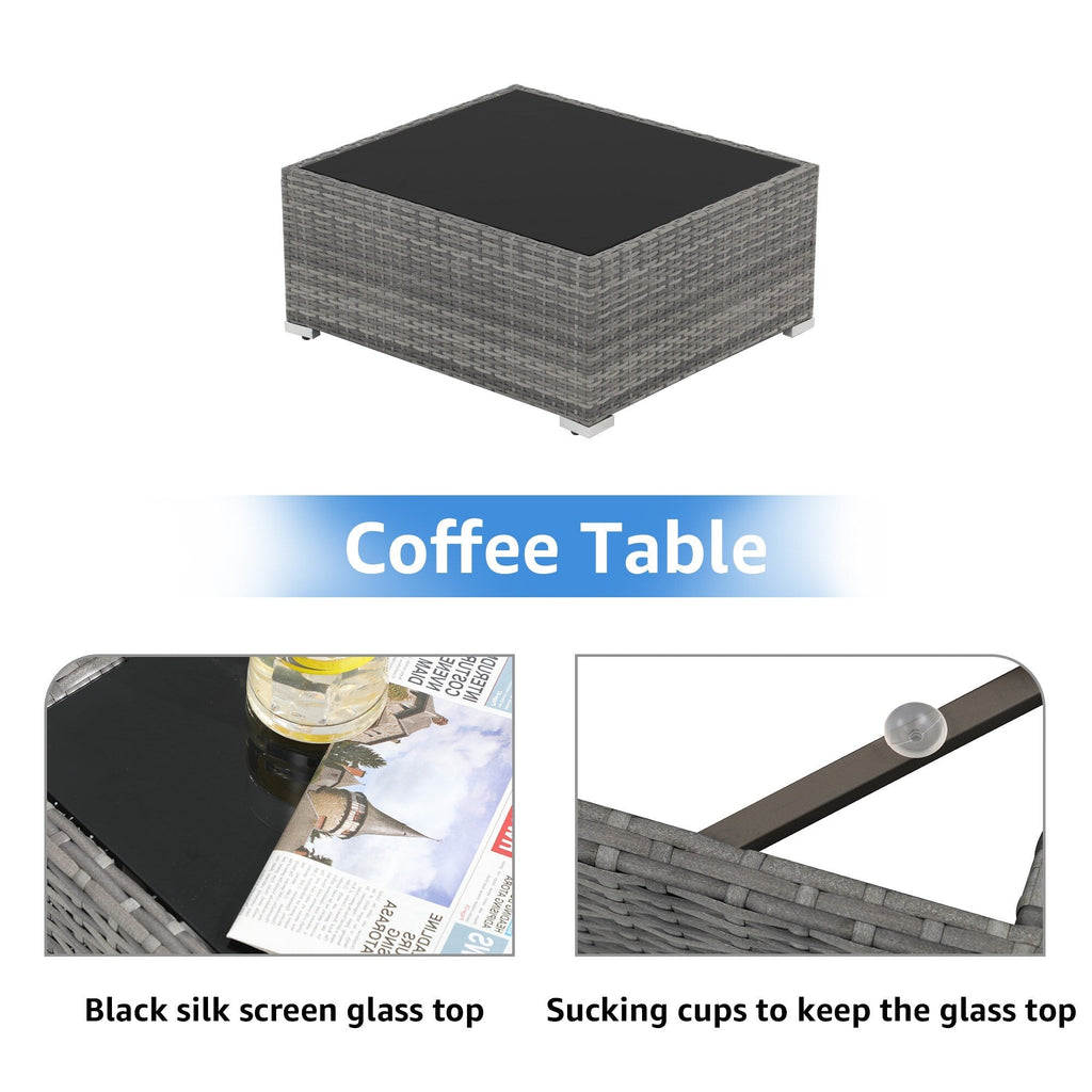 Ensemble de canapés sectionnels en osier pour patio 7 pièces avec coussins