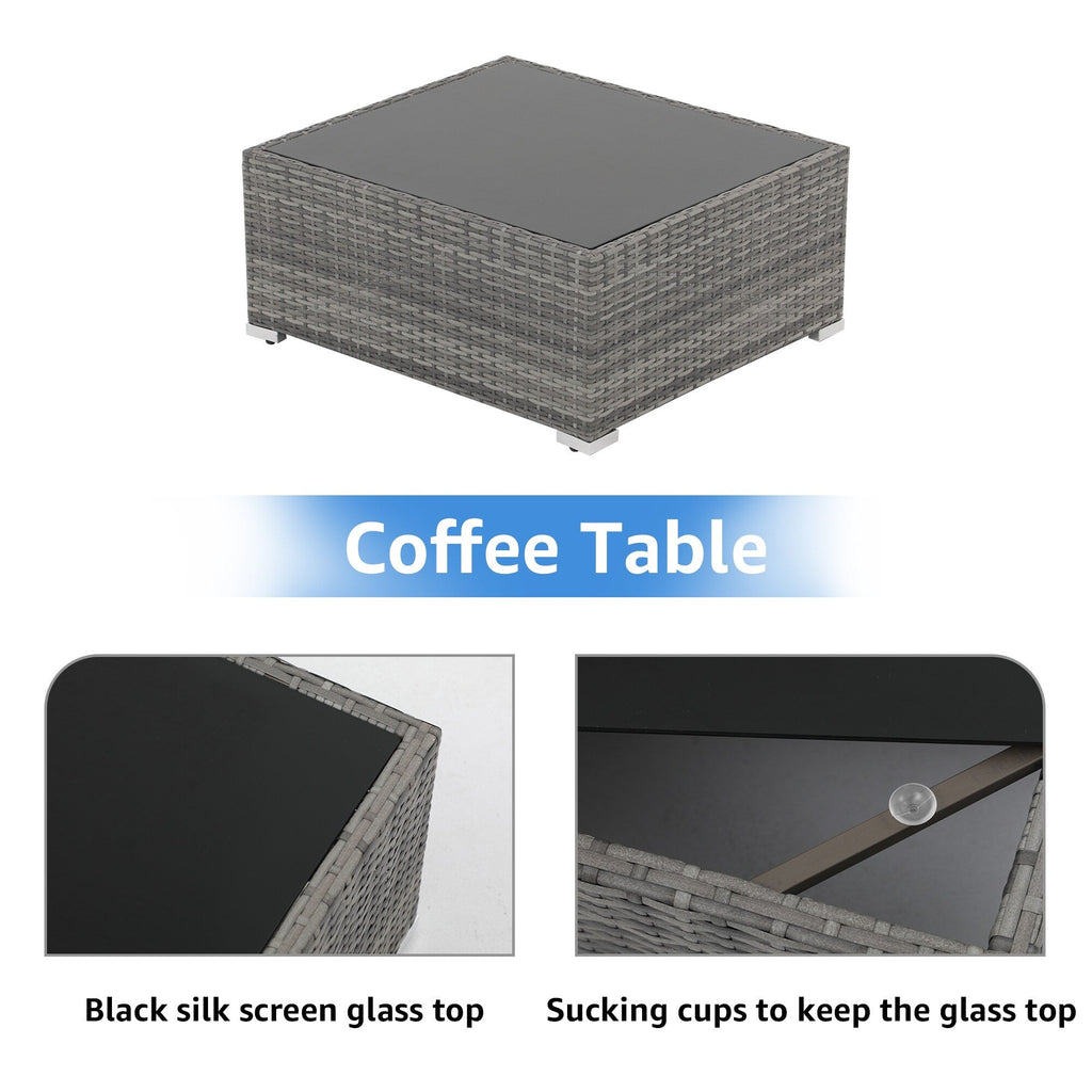 Ensemble de canapés sectionnels en osier pour patio 7 pièces avec coussins