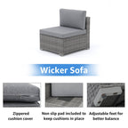 Ensemble de canapés sectionnels en osier pour patio 7 pièces avec coussins