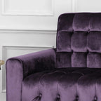 Canapé droit en velours à accoudoirs carrés de 70 po