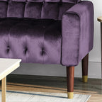 Canapé droit en velours à accoudoirs carrés de 70 po