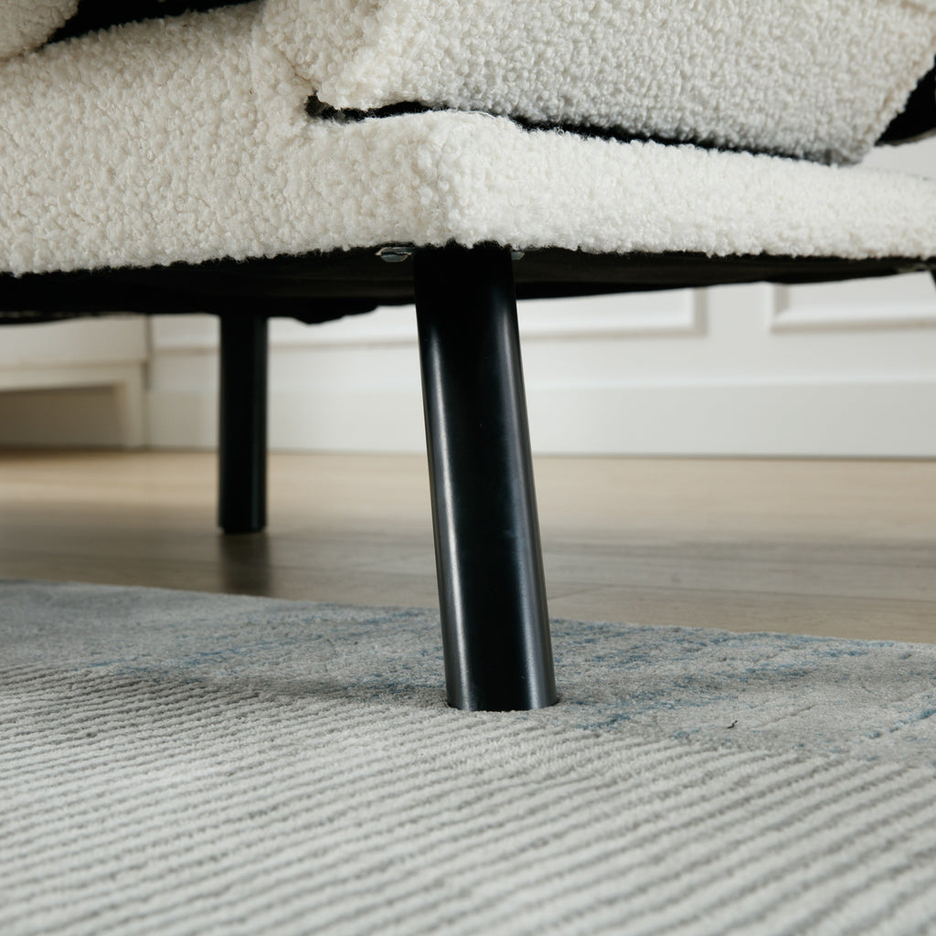 Canapé 2 places en tissu Teddy 70.08 avec coussins épais, pieds en métal et capacité de charge de 600 lb